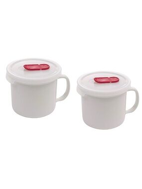 GoodCook Stoneware White Vented Soup Mug 20 oz Microwave Whit Lid Work College